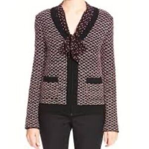 St. John textured Knit jacket, black/red, Size M E26